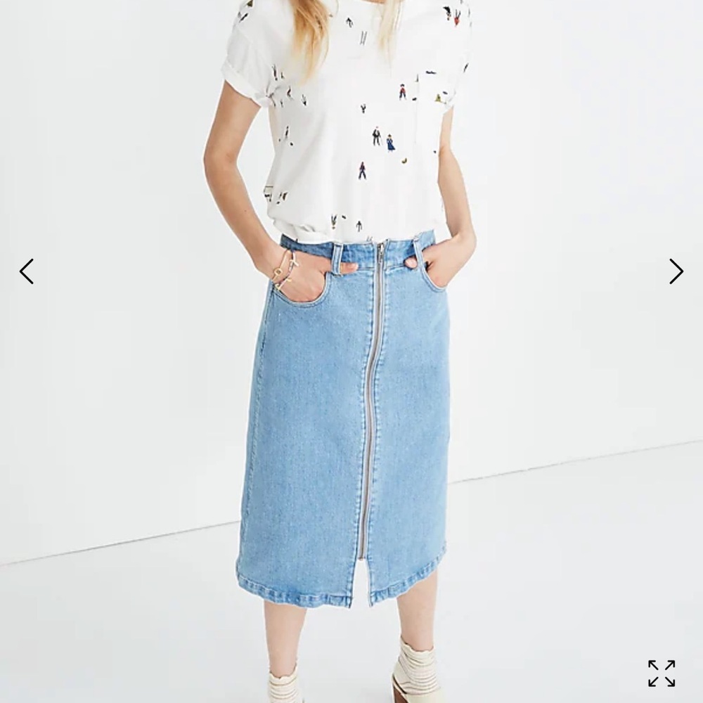 Madewell denim zip midi skirt in Janice wash